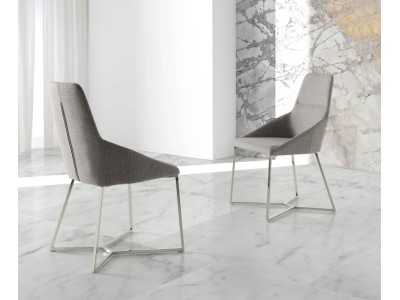 Chaise tapissé avec structure en acier inoxydable - HELENNA