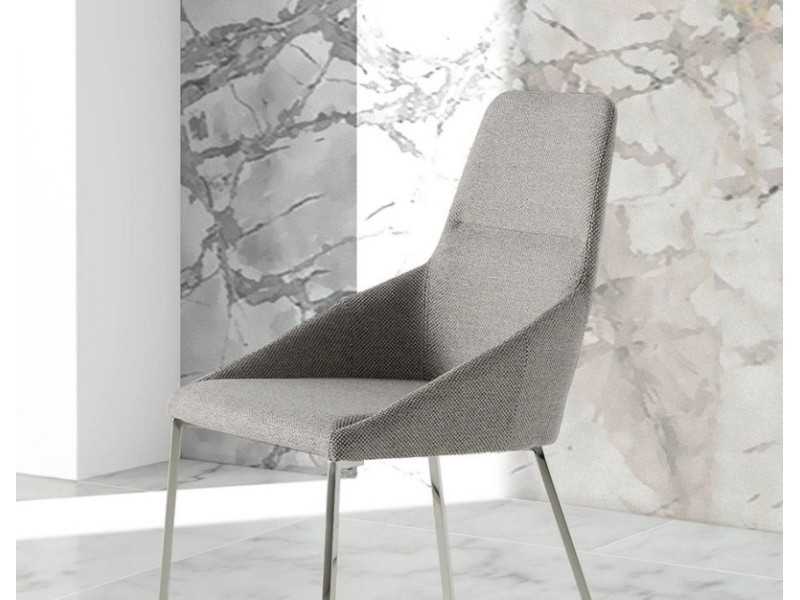 Chaise tapissé avec structure en acier inoxydable - HELENNA