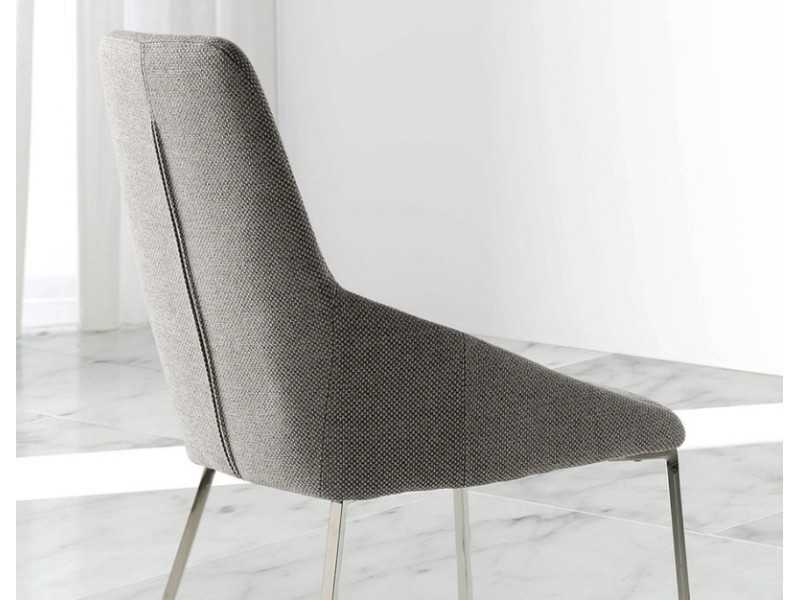 Chaise tapissé avec structure en acier inoxydable - HELENNA