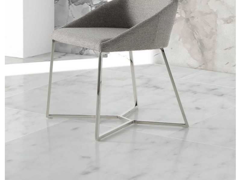 Upholstered chair with stainless steel structure - HELENNA