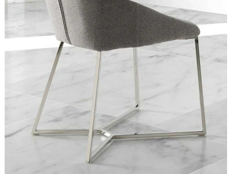 Chaise tapissé avec structure en acier inoxydable - HELENNA