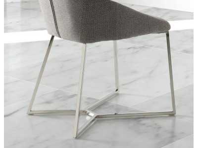Silla tapizada con estructura en acero inoxidable - HELENNA