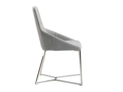 Silla tapizada con estructura en acero inoxidable - HELENNA