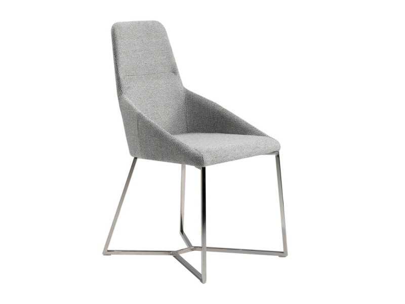 Upholstered chair with stainless steel structure - HELENNA
