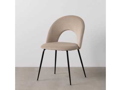 Designer chair upholstered in velvet with metal legs - ANA BEIGE