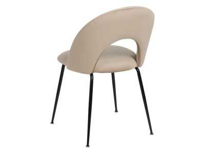 Designer chair upholstered in velvet with metal legs - ANA BEIGE
