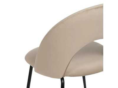Designer chair upholstered in velvet with metal legs - ANA BEIGE