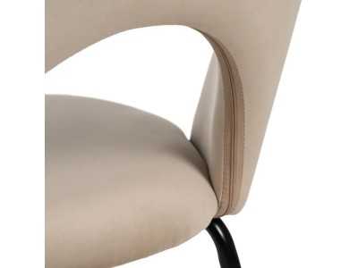 Designer chair upholstered in velvet with metal legs - ANA BEIGE