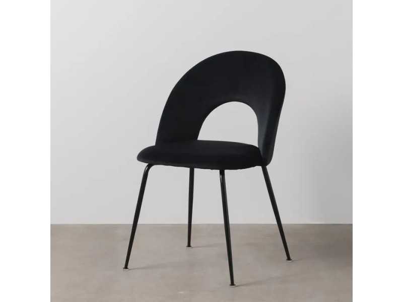Silla de diseño tapizada en terciopelo con patas en metal - ANA NEGRO