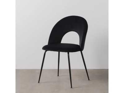 Silla de diseño tapizada en terciopelo con patas en metal - ANA NEGRO
