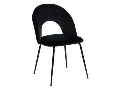 Silla de diseño tapizada en terciopelo con patas en metal - ANA NEGRO