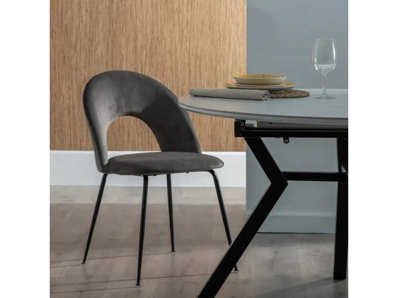 Designer chair upholstered in velvet with metal legs - ANA TAUPE