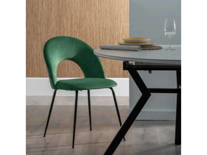 Designer chair upholstered in velvet with metal legs - ANA VERDE