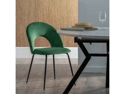Designer chair upholstered in velvet with metal legs - ANA VERDE