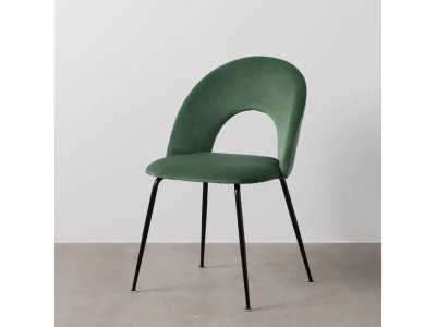 Designer chair upholstered in velvet with metal legs - ANA VERDE