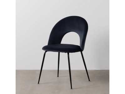 Designer chair upholstered in velvet with metal legs - ANA AZUL