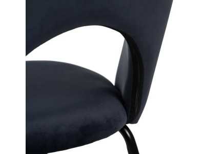 Designer chair upholstered in velvet with metal legs - ANA AZUL