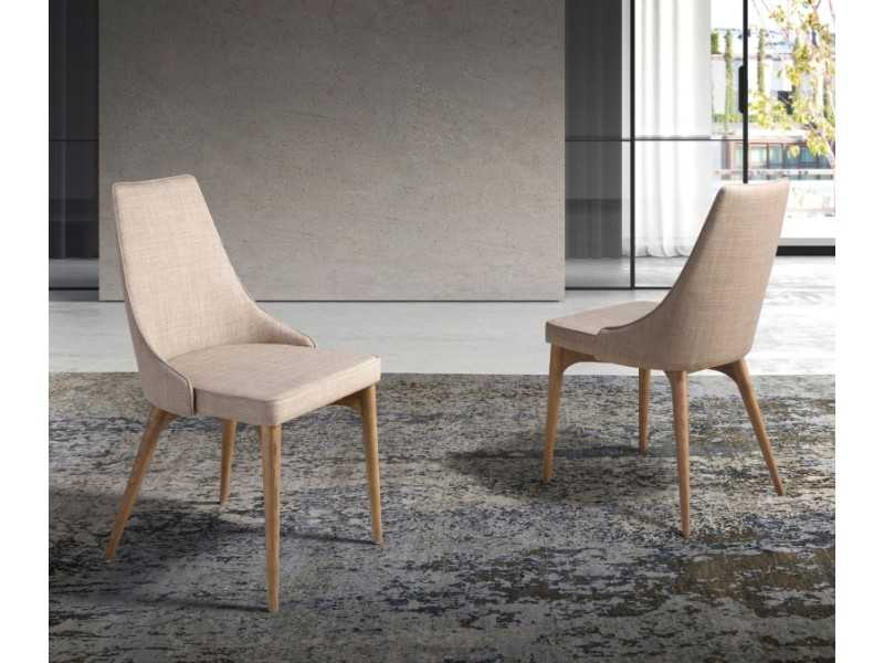 Modern design chair upholstered with walnut frame - CARMEN