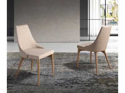 Chaise design moderne tapissée avec structure en noyer - CARMEN