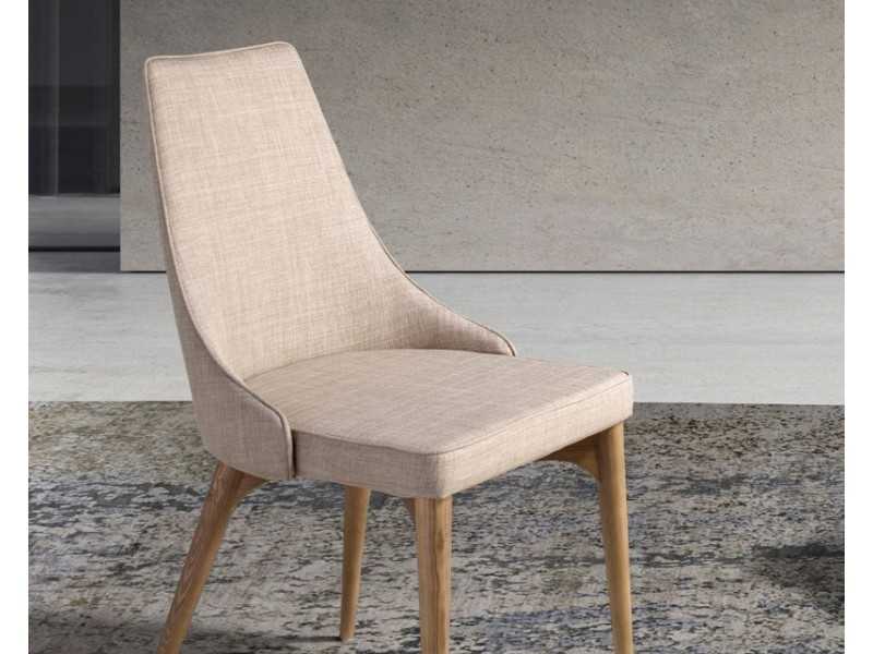 Modern design chair upholstered with walnut frame - CARMEN