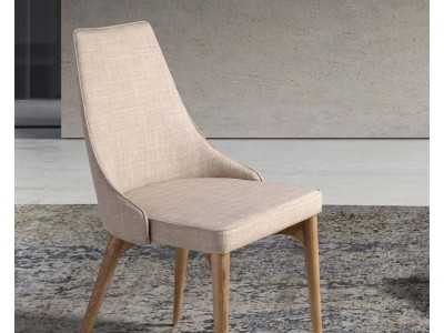 Modern design chair upholstered with walnut frame - CARMEN