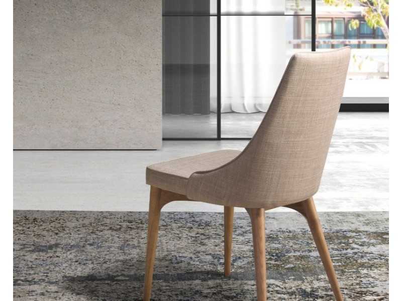 Modern design chair upholstered with walnut frame - CARMEN