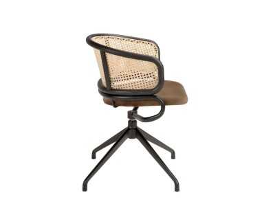 Silla giratoria en acero inoxidable negro y rattan - RODIOS