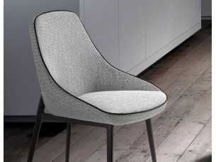 Silla de diseño tapizada con estructura en acero inoxidable negro - SALLY 2