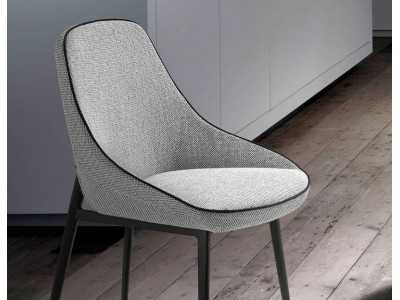 Upholstered designer chair with black stainless steel frame - SALLY