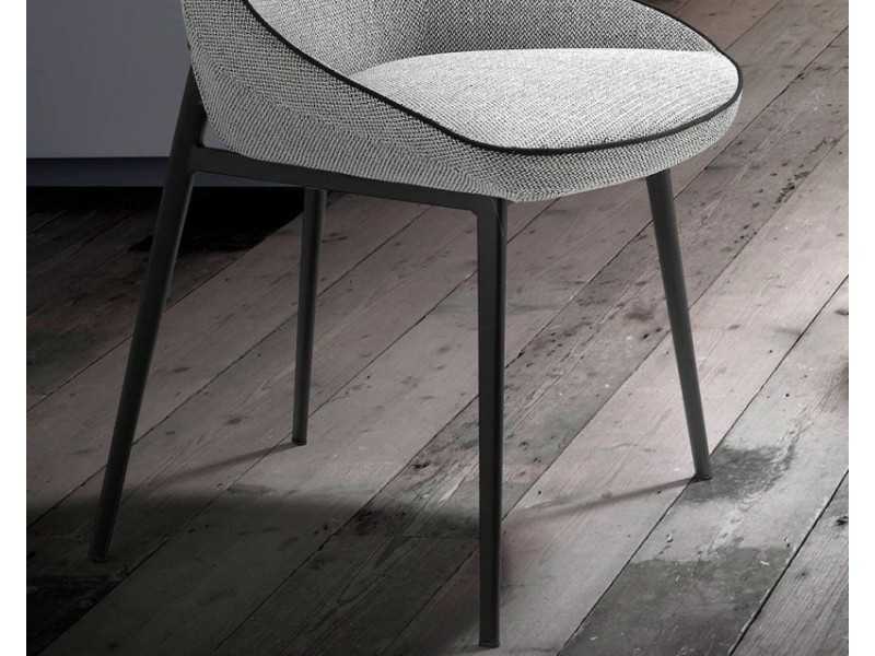 Chaise design tapissé avec structure en acier inoxydable noir - SALLY