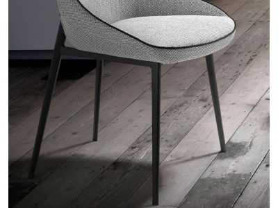 Upholstered designer chair with black stainless steel frame - SALLY