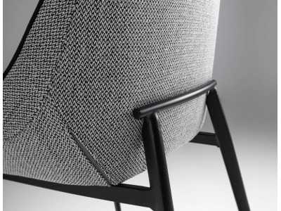 Upholstered designer chair with black stainless steel frame - SALLY