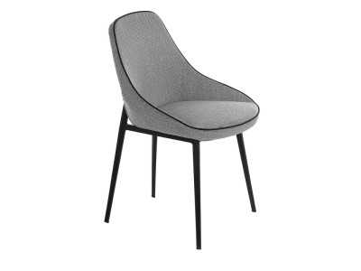 Upholstered designer chair with black stainless steel frame - SALLY