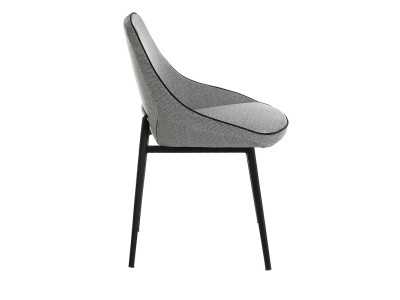 Chaise design tapissé avec structure en acier inoxydable noir - SALLY