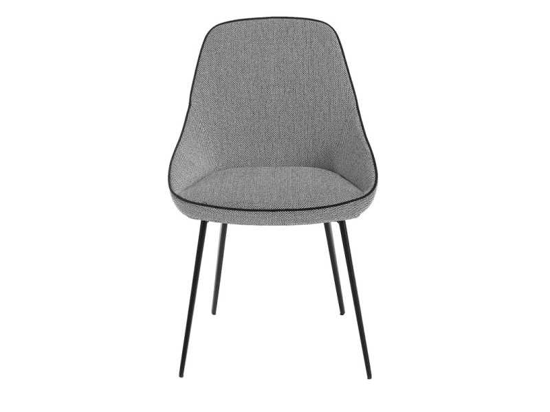 Chaise design tapissé avec structure en acier inoxydable noir - SALLY