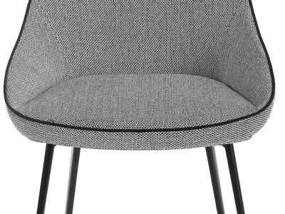 Upholstered designer chair with black stainless steel frame - SALLY