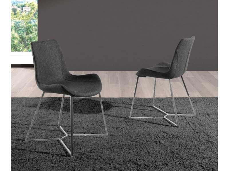 Silla tapizada con estructura en acero inoxidable - TOMASSO