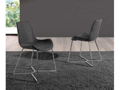 Upholstered chair with stainless steel frame - TOMASSO