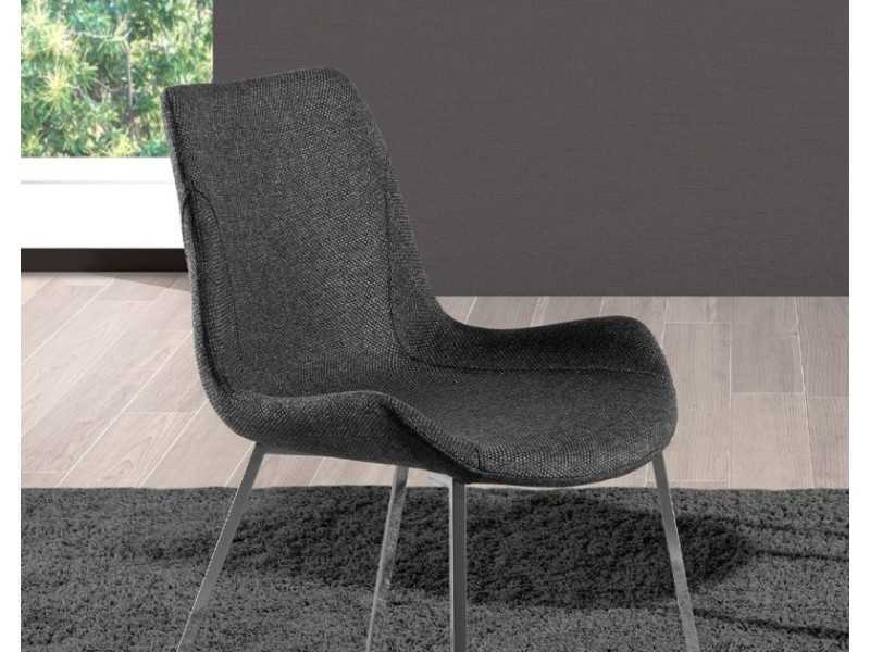 Upholstered chair with stainless steel frame - TOMASSO