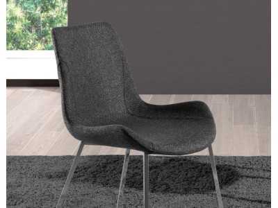 Upholstered chair with stainless steel frame - TOMASSO