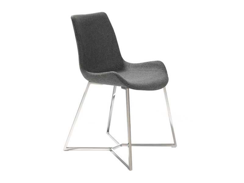 Silla tapizada con estructura en acero inoxidable - TOMASSO