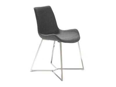 Upholstered chair with stainless steel frame - TOMASSO