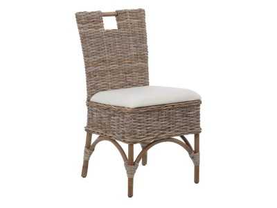 Chaise de salle à manger en rotin naturel avec assise tapissé - MANILA