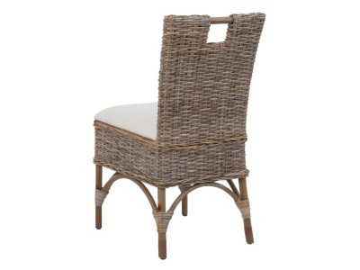 Chaise de salle à manger en rotin naturel avec assise tapissé - MANILA