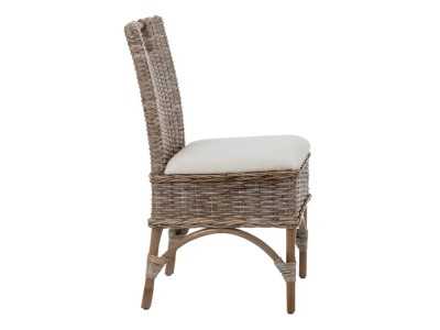 Chaise de salle à manger en rotin naturel avec assise tapissé - MANILA