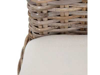 Chaise de salle à manger en rotin naturel avec assise tapissé - MANILA