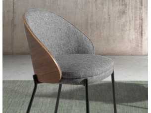 Design chair veneered in walnut and black stainless steel base - TALLIN 2