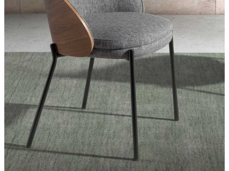Design chair veneered in walnut and black stainless steel base - TALLIN
