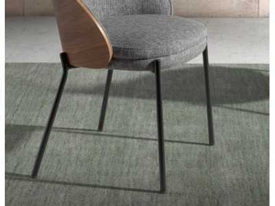 Design chair veneered in walnut and black stainless steel base - TALLIN