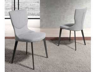 Upholstered designer chair with lacquered stainless steel legs - ROSETTA